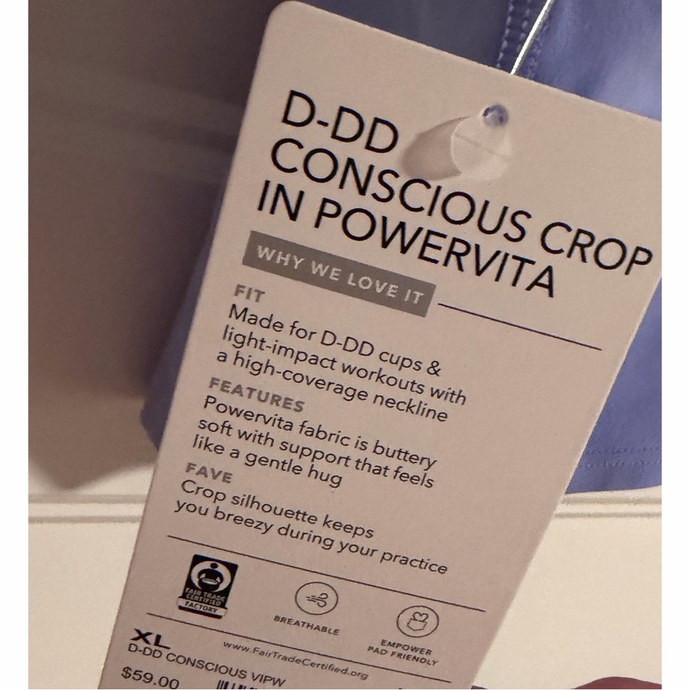 Athleta Lavender Conscious Crop Top D - DD+ NWT SZ XL - Picture 8 of 11
